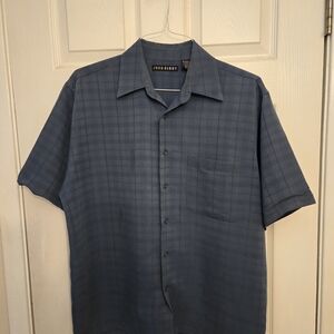 John Henry Men's Casual Blue Button Down Shirt